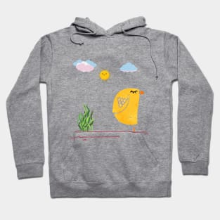 yellow bird and sun cute art Hoodie